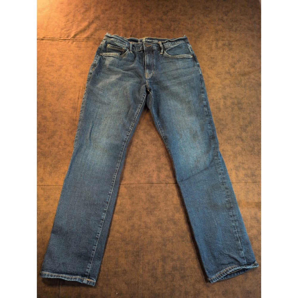 Mutual Weave The Athletic Straight Leg Jeans Dark Wash Mens 32x32 Blue Stretch‎